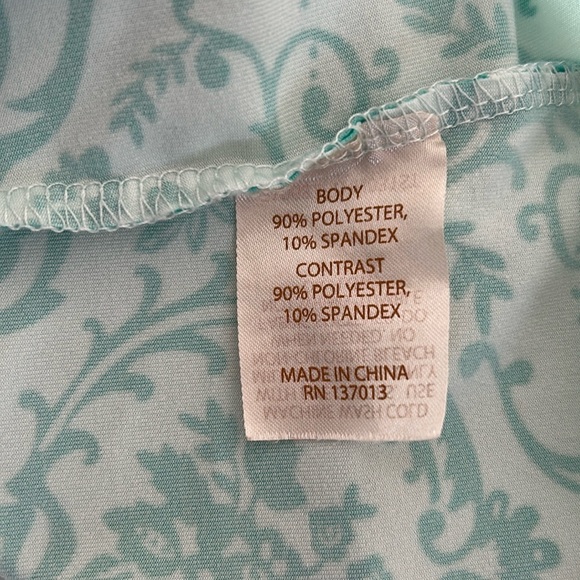 Tehama Teal Built in Bra Floral Stretch Dress Poly Sz S - Picture 11 of 11